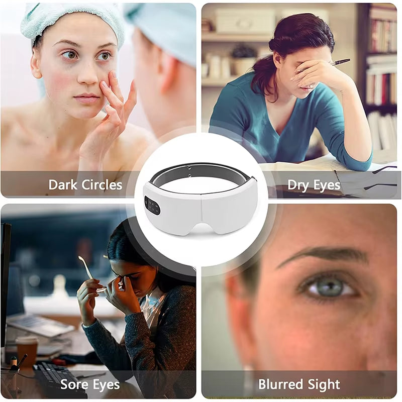 4D Eye Massager Smart Airbag Vibration Eye Care Instrument Hot Compress Bluetooth Eye Massage Glasses Fatigue Wrinkle Healthcare
